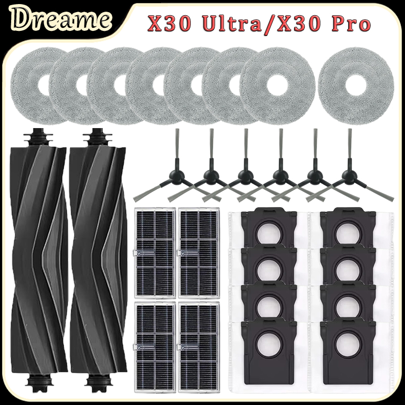 Robot Vacuum - สำหรับอุปกรณ์เสริมหุ่นยนต์ดูดฝุ่น Dreame X30 Ultra/X30 Pro แปรงยาง