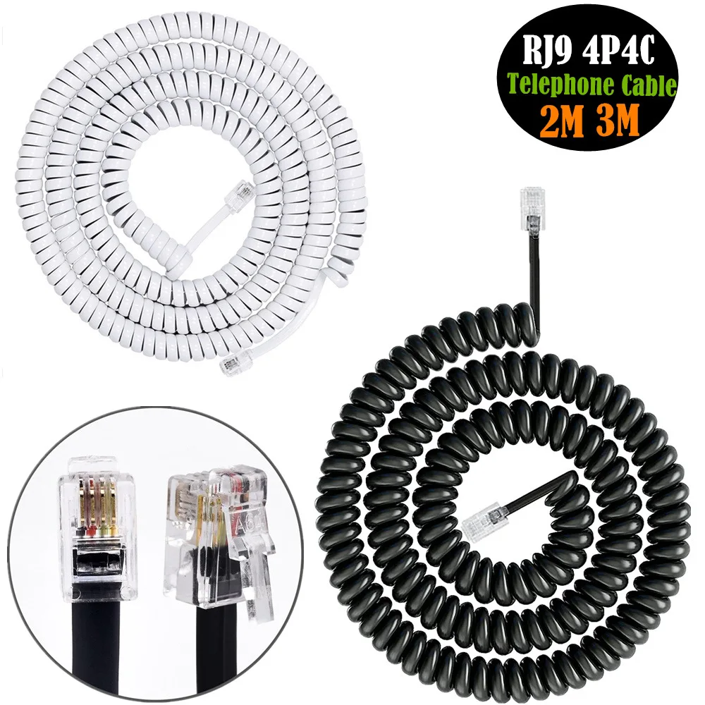 Line Follower Robot - RJ9 4P4C อุปกรณ์เสริมโทรศัพท์บ้านขดลวดขดลวดขดลวดโทรศัพท์พื้นฐานสายโทรศัพท์มือถือสายเคเบิล RJ22 RJ11 2เมตร/3เมตร