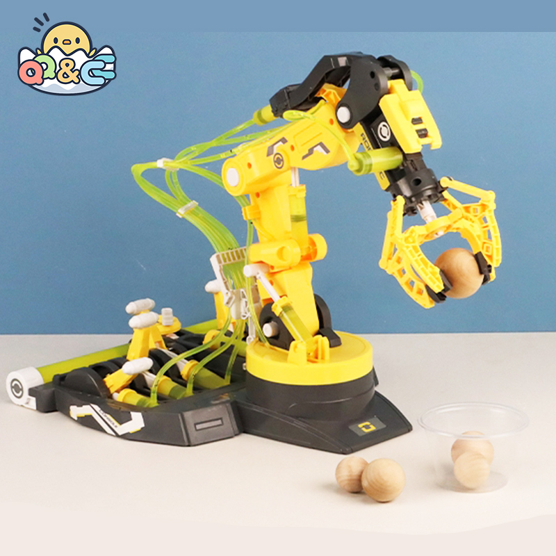 Robot Arm Metal - ชุดของเล่นทางวิศวกรรมสำหรับของขวัญสำหรับเด็กเด็กชาย kado ulang tahun เด็กชุดของเล่นแนววิทยาศาสตร์แขนกลระบบไฮดรอลิกแบบประกอบขึ้นด้วยมือ