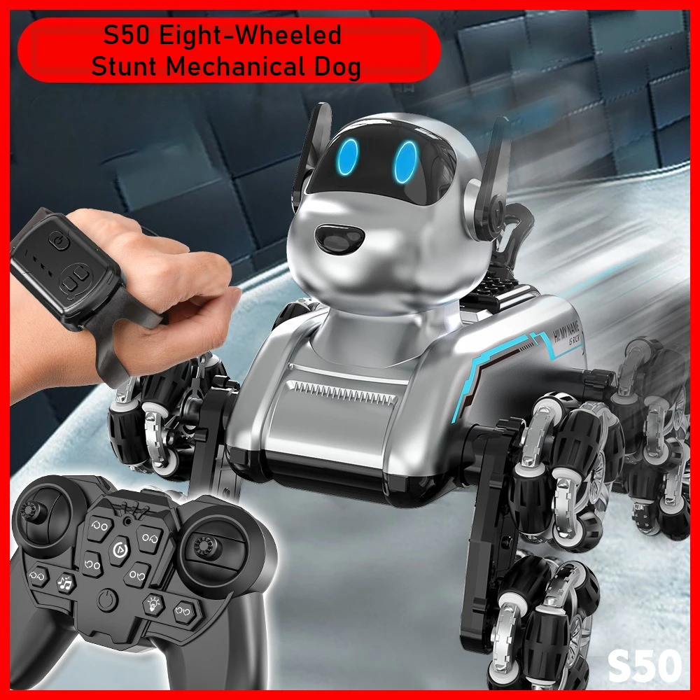 Robot Wheel - หุ่นยนต์สุนัขอัจฉริยะ S50 ควบคุมด้วยท่าทาง เปลี่ยนรูปทรงได้ รถของเล่นสตั๊นท์แปดล้อ ควบคุมด้วยรีโมทคอนโทรล