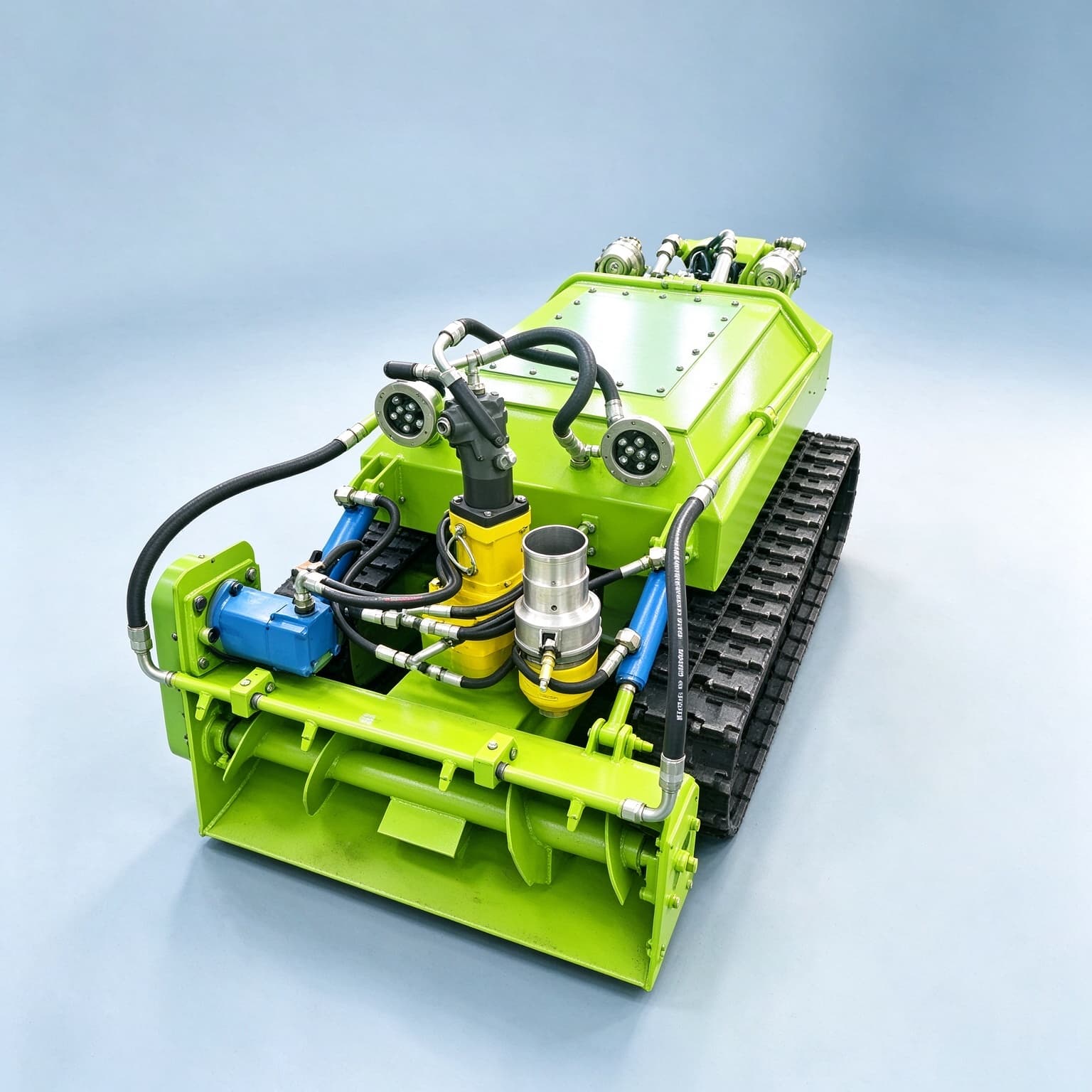 Robot Chassis - หุ่นยนต์ขุดลอกแบบตีนตะขาบไฮดรอลิกสำหรับงานกำจัดตะกอนในคลอง แม่น้ำ และอ่างเก็บน้ำ รวมถึงเครื่องจักรทำความสะอาดใต้น้ำ